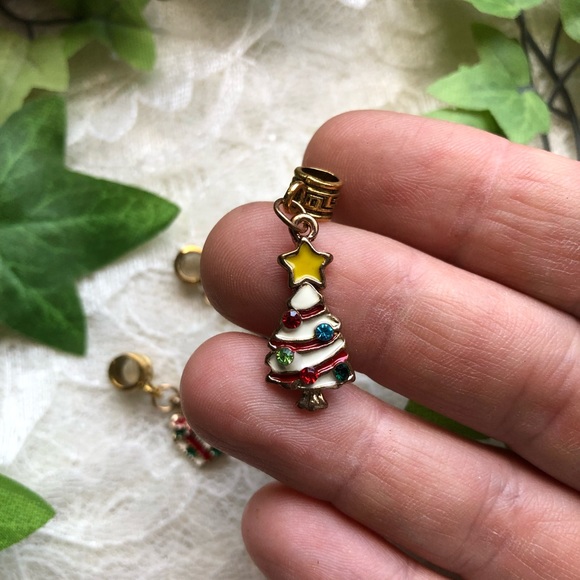 Three Vintage Gold-Tone Holiday Charms; Gift, Christmas Tree, American Star - Picture 2 of 3